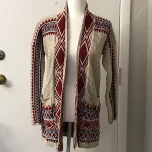 Lucky Brand Knit Shawl Collar Open Cardigan Size S
